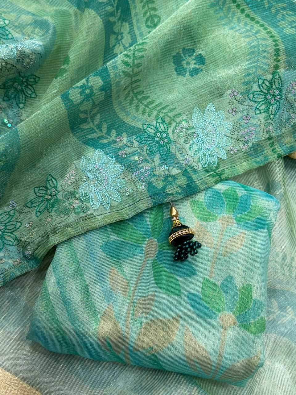 Narangi Cotton Printed Saree