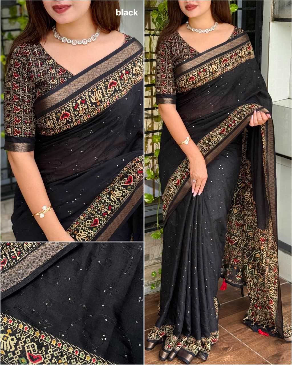 Neno Banana Cotton Ajrakh Saree