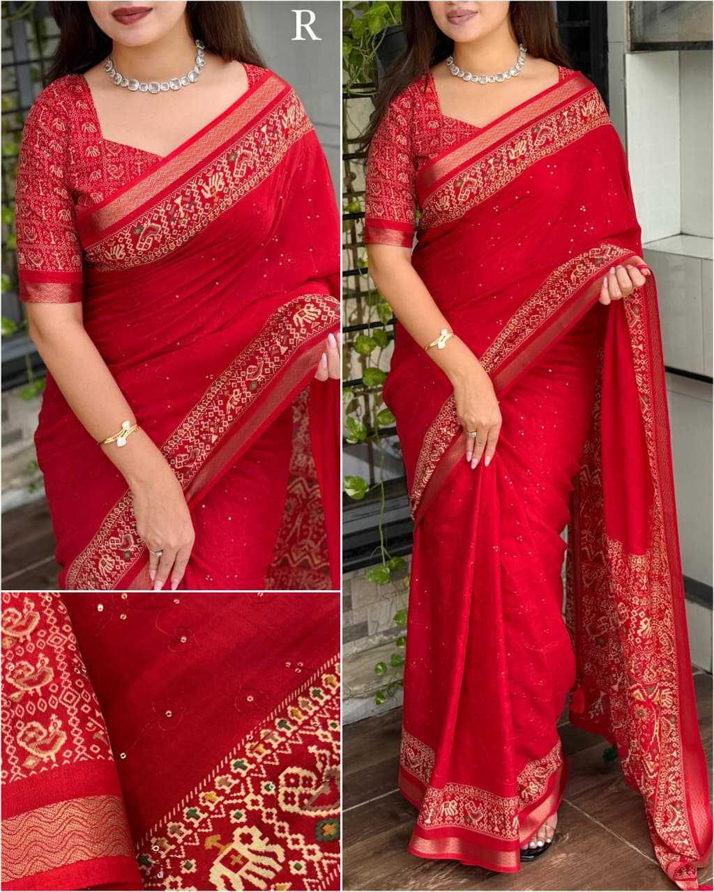Neno Banana Cotton Ajrakh Saree