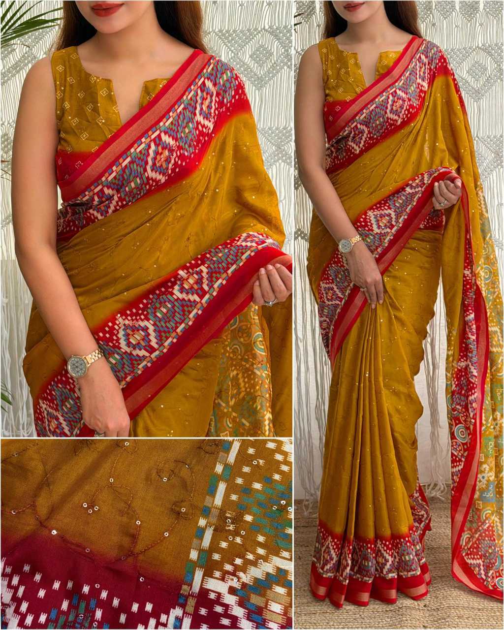 Cotton Sequence Saree