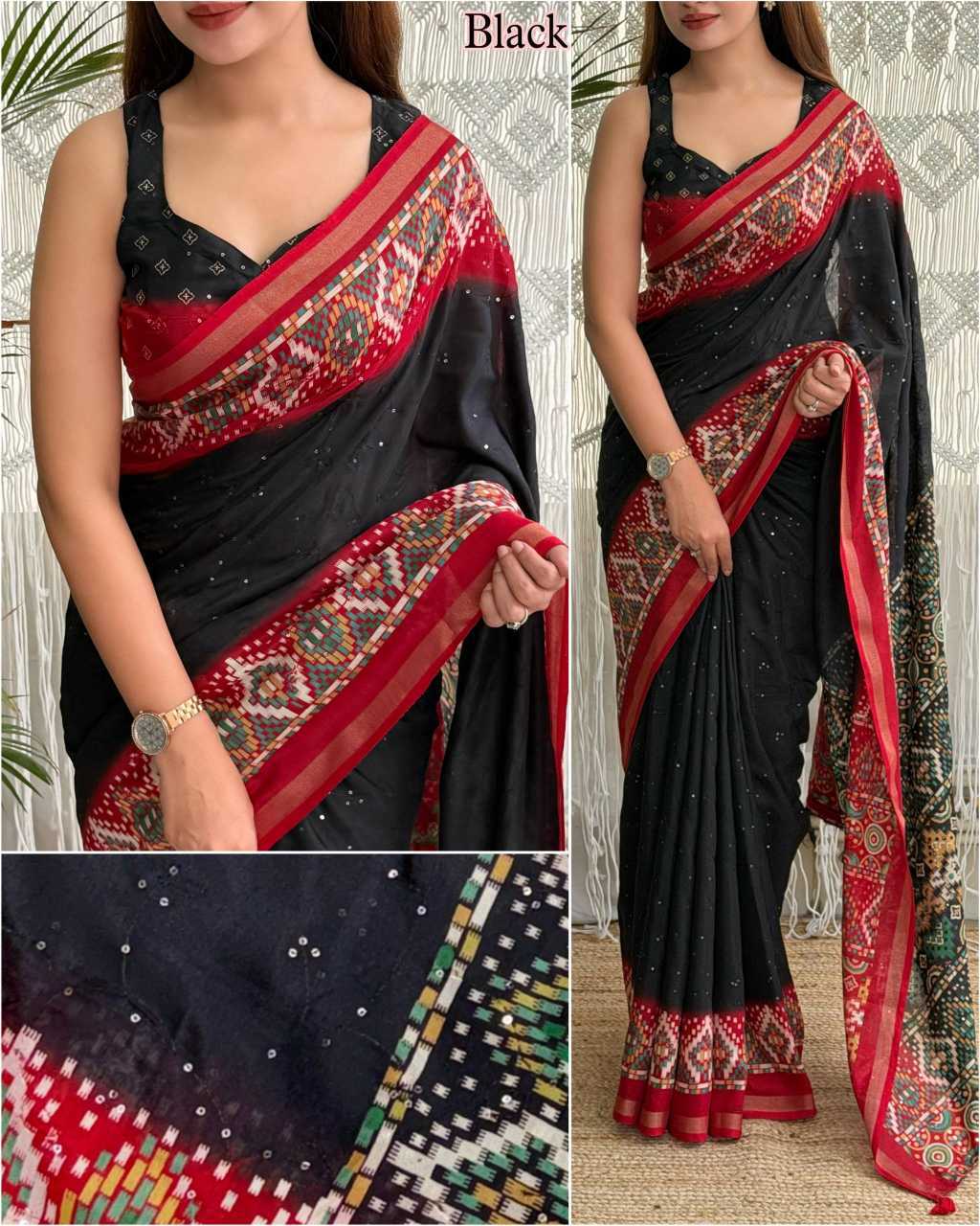 Cotton Sequence Saree