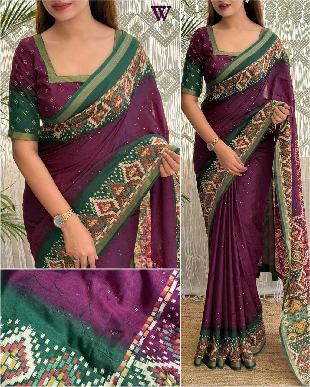 Cotton Sequence Saree