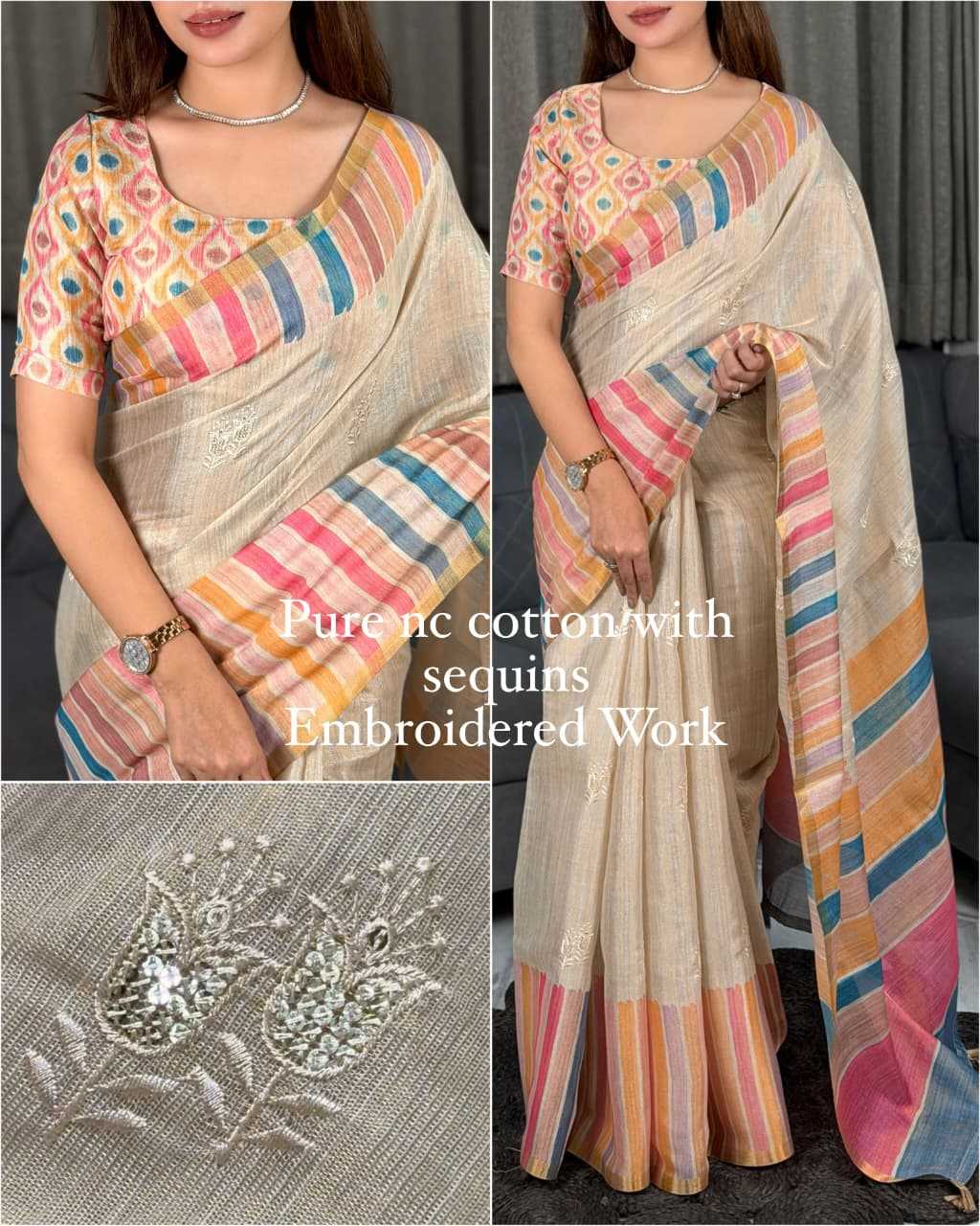 Cotton Sequence Saree