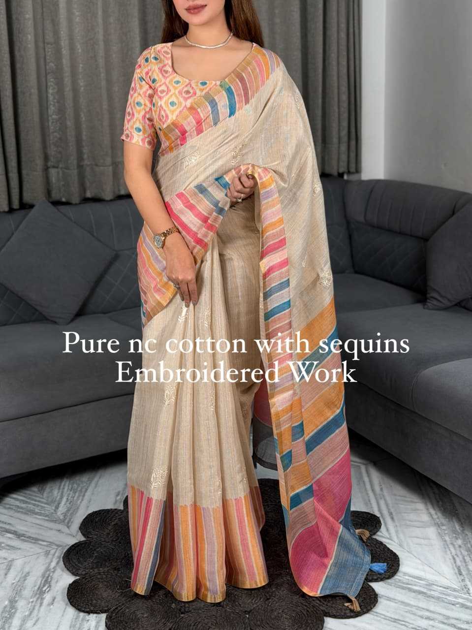 Cotton Sequence Saree
