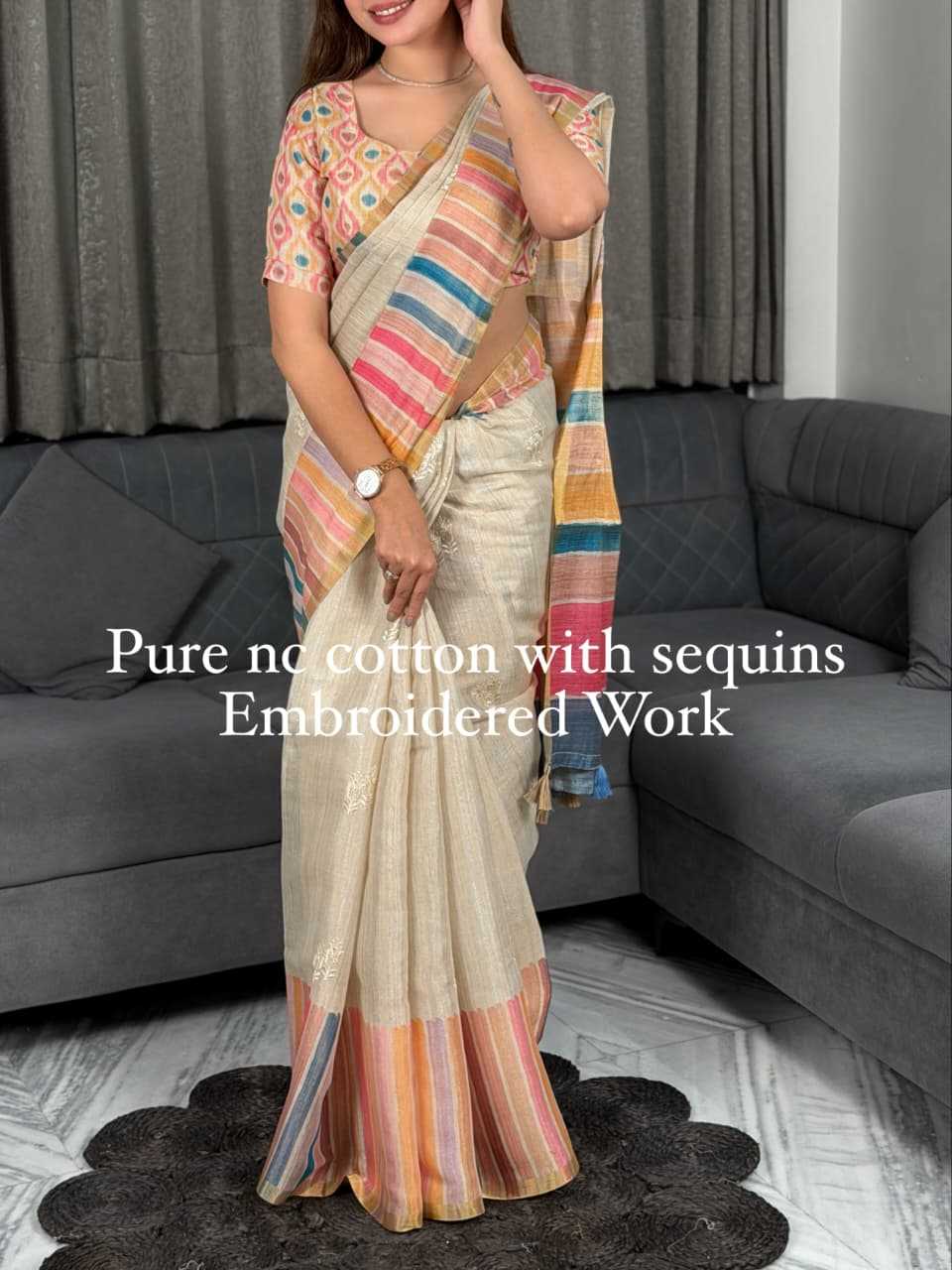 Cotton Sequence Saree