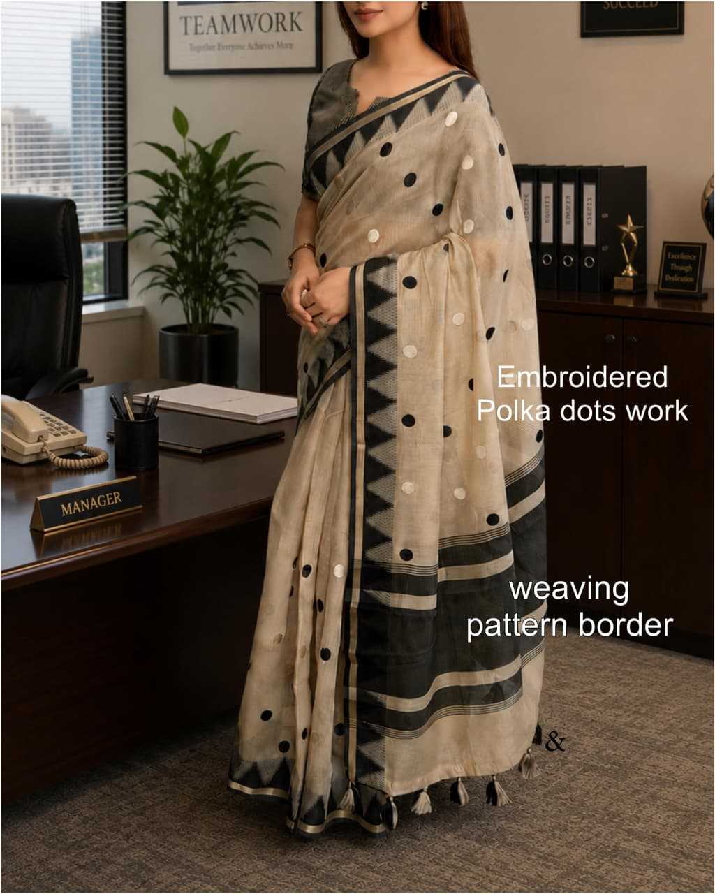 Retro Cotton Embroidered Saree