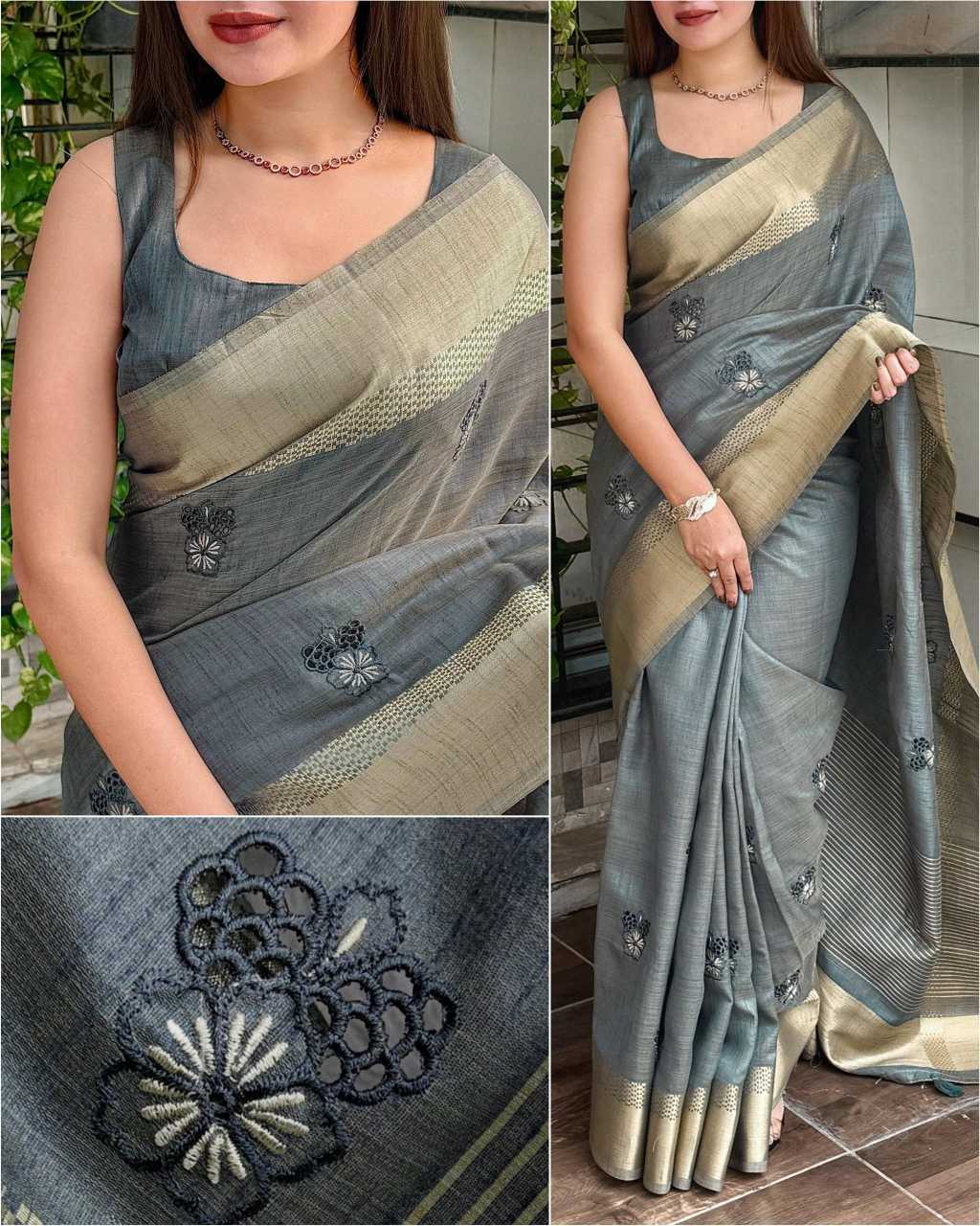 Jacquard Embroidered Saree