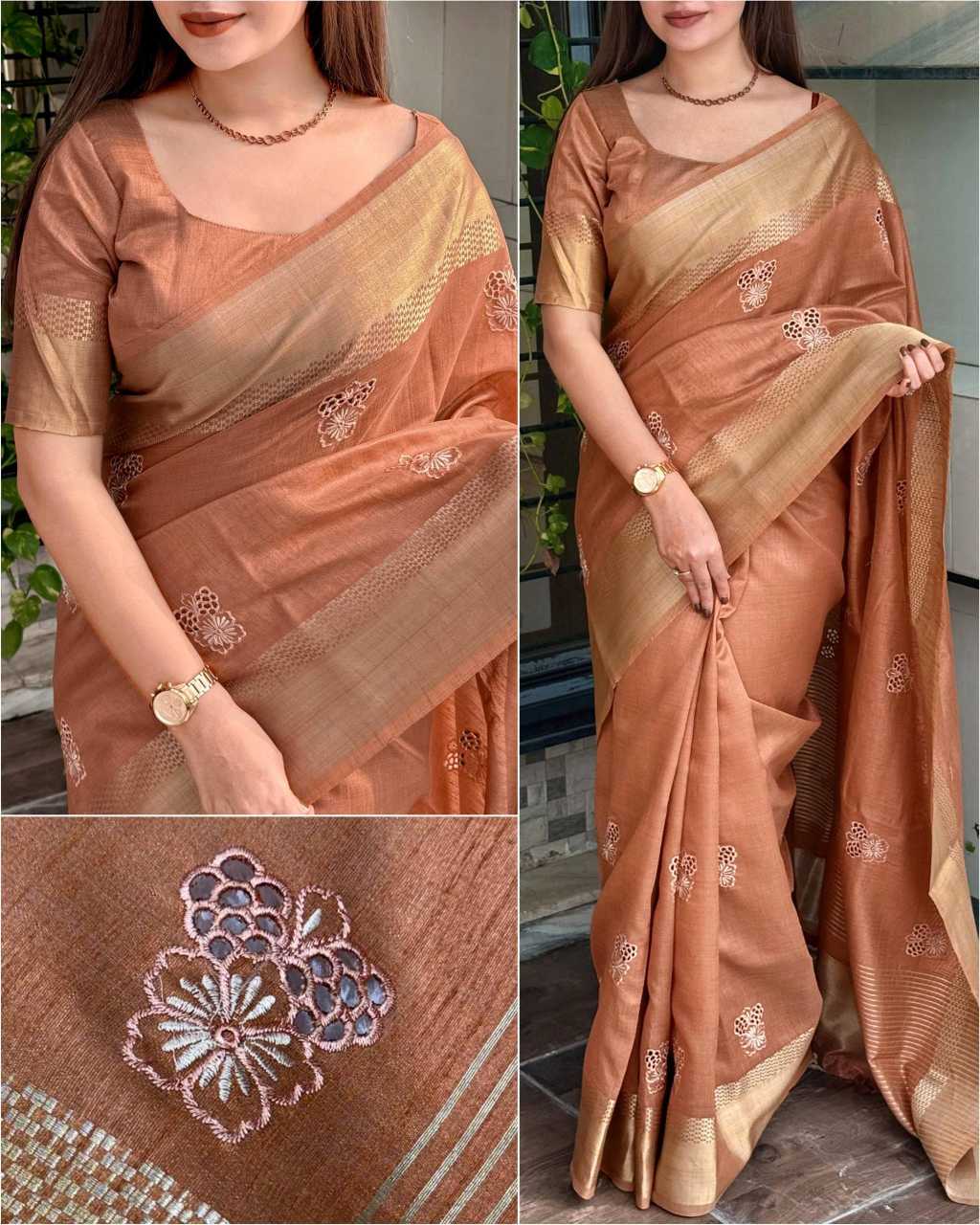 Jacquard Embroidered Saree