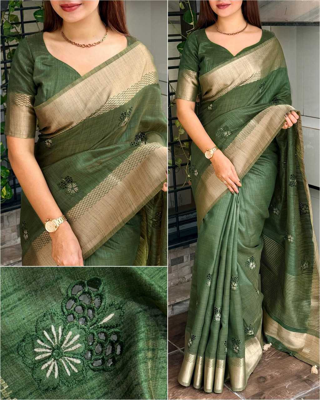 Jacquard Embroidered Saree