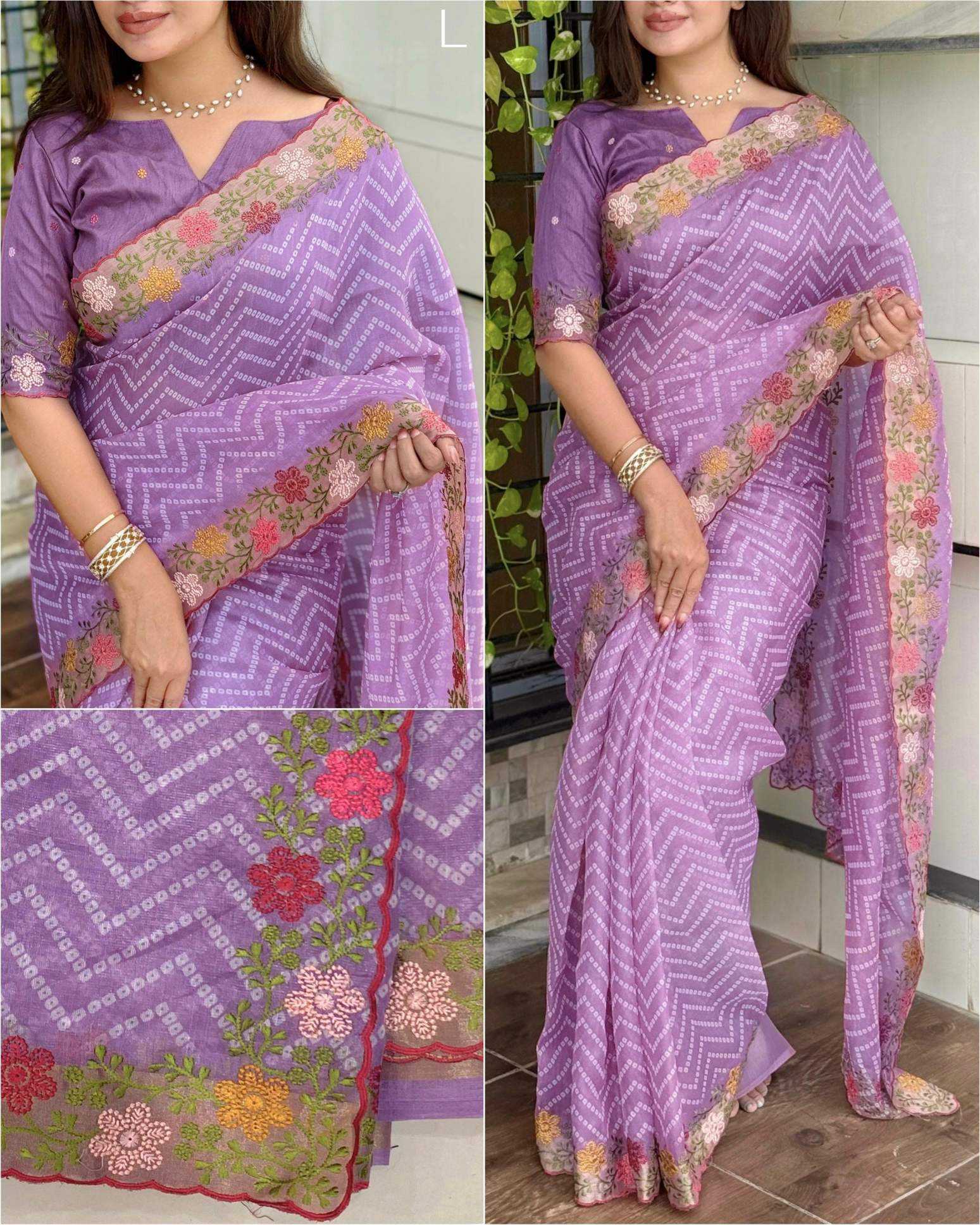 Cotton Embroidered Saree