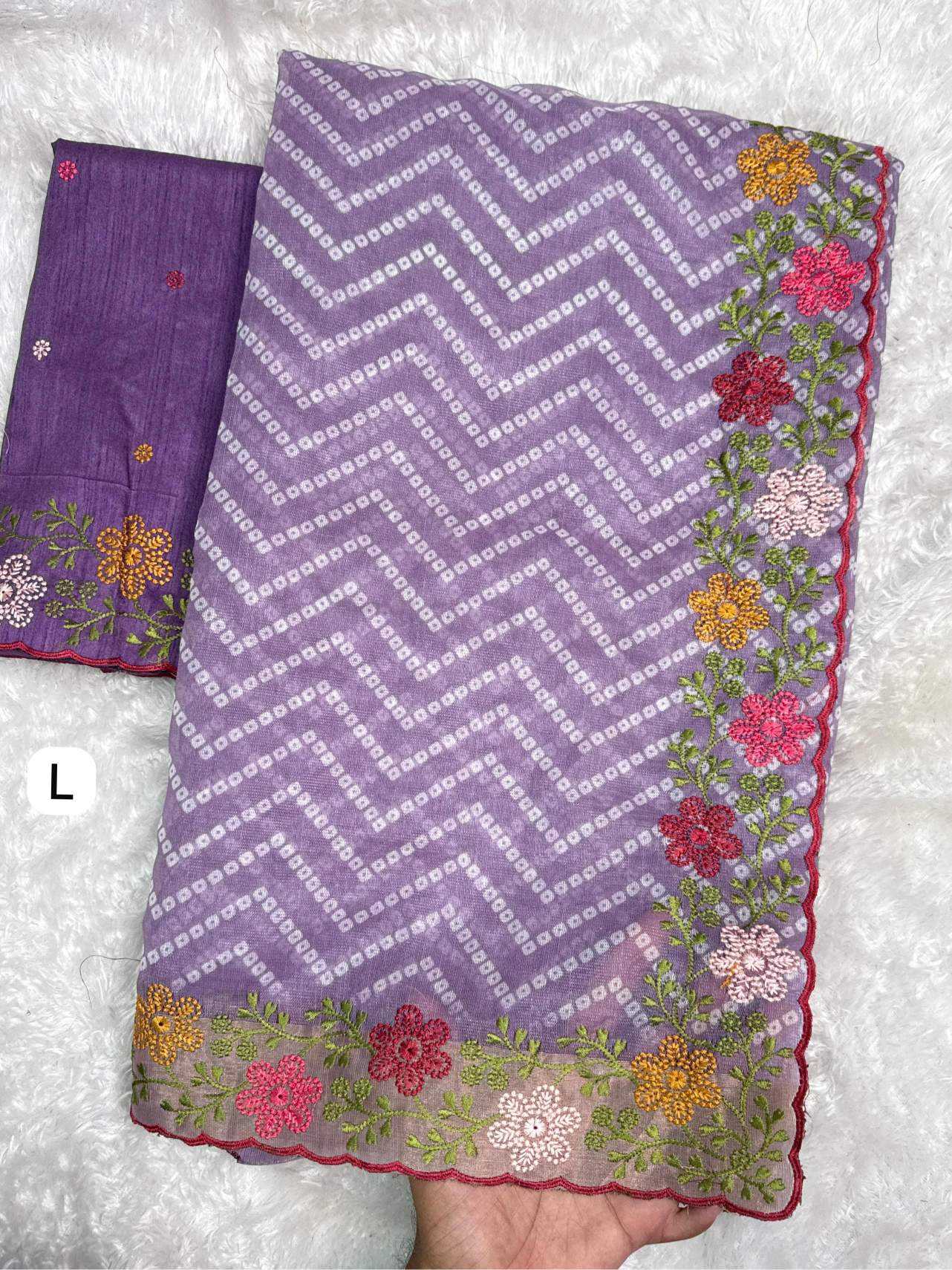 Cotton Embroidered Saree