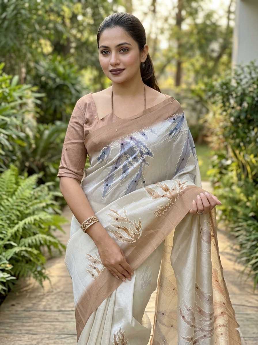 Shalu Tussar Silk Printed Saree
