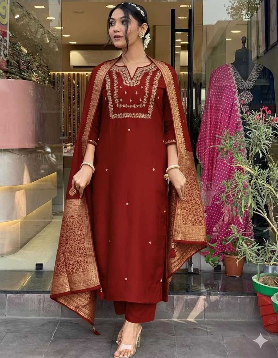 Silk Cotton Ladies Suit