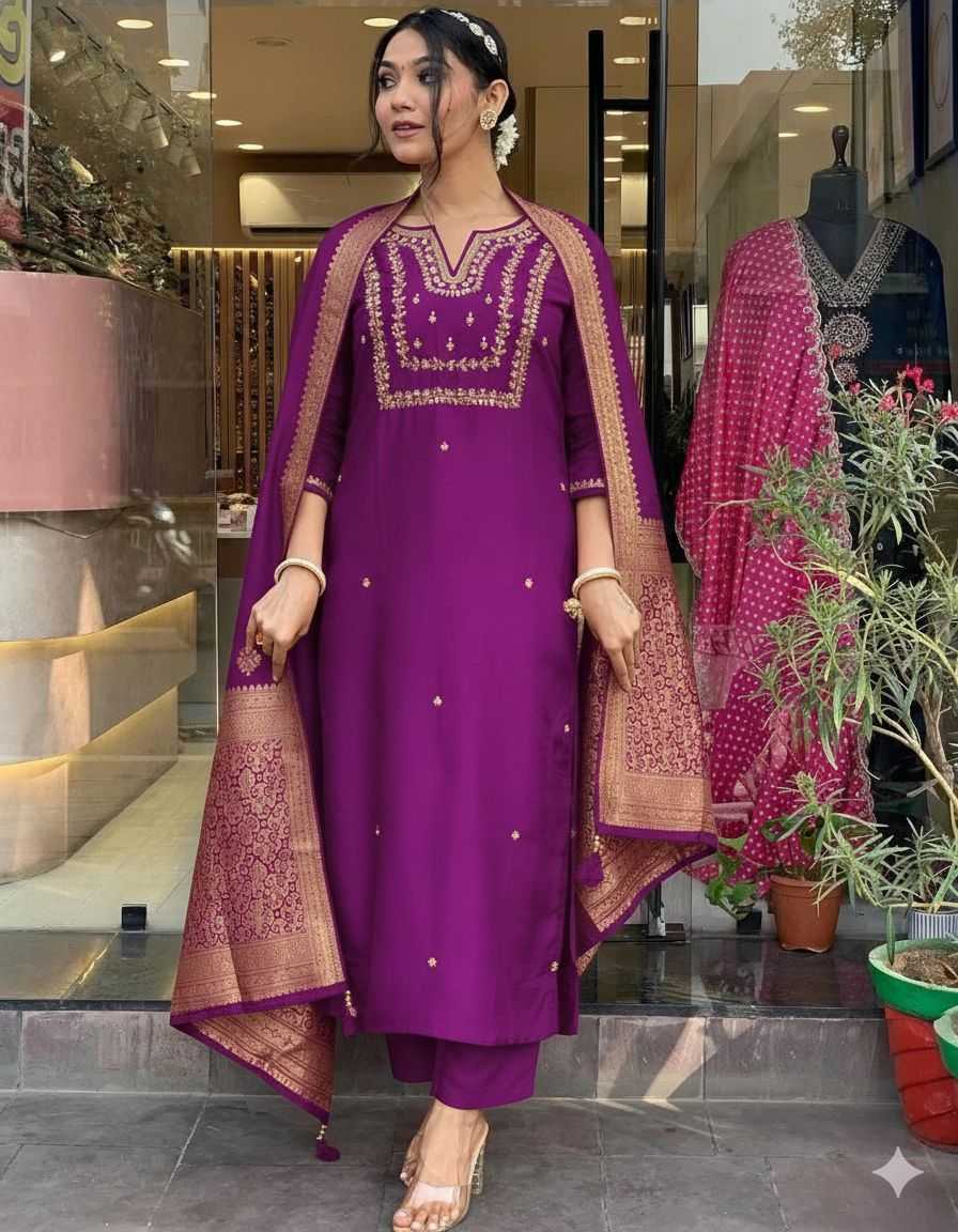 Silk Cotton Ladies Suit