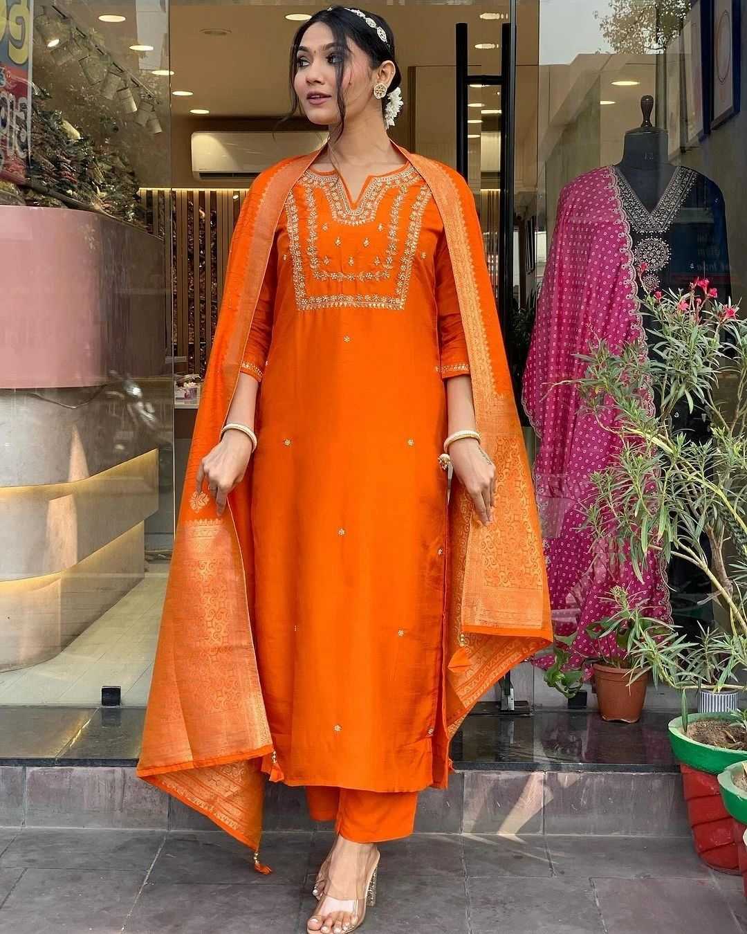 Silk Cotton Ladies Suit