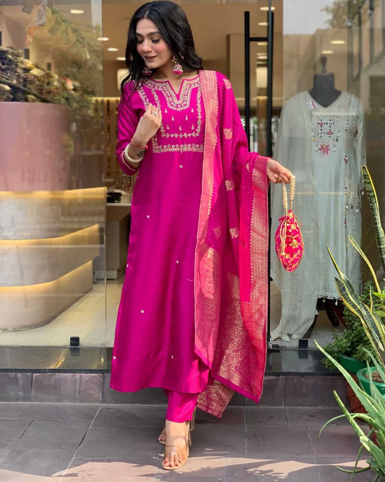 Silk Cotton Ladies Suit