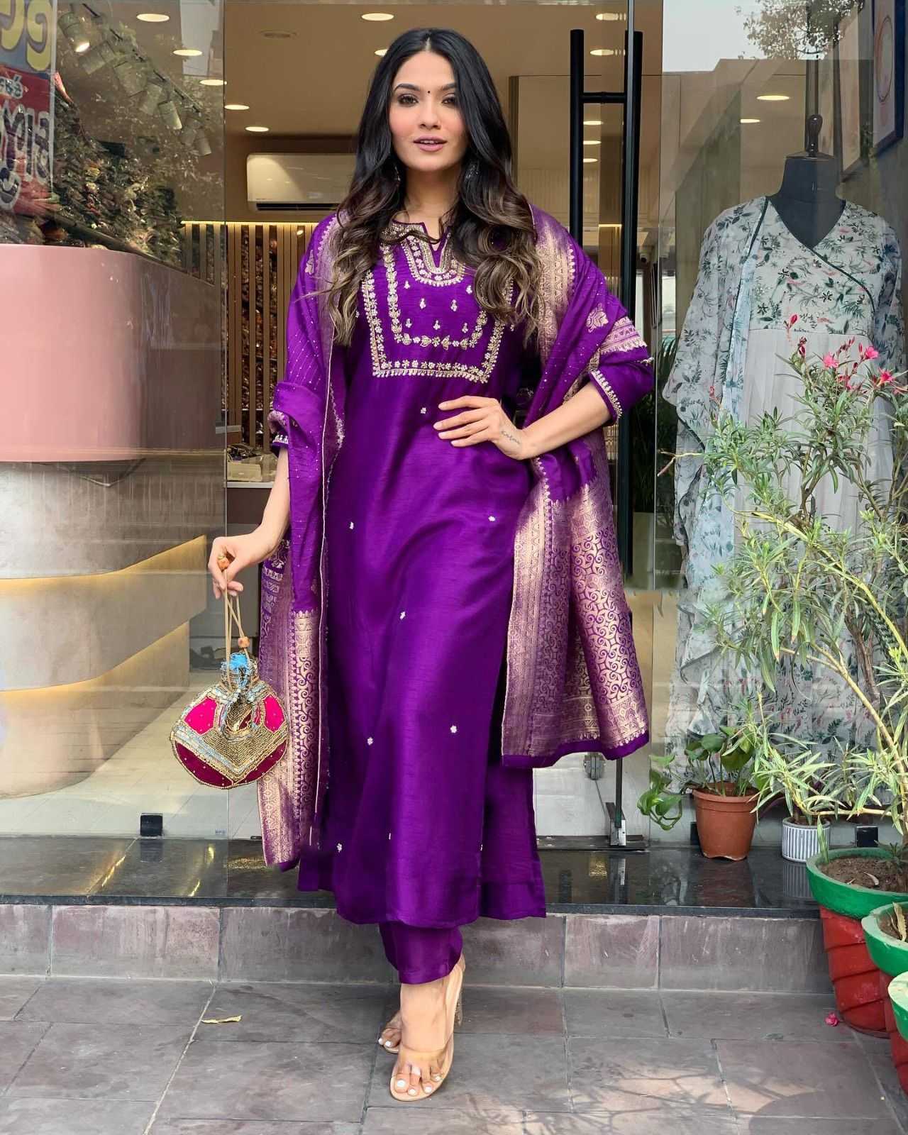Silk Cotton Ladies Suit