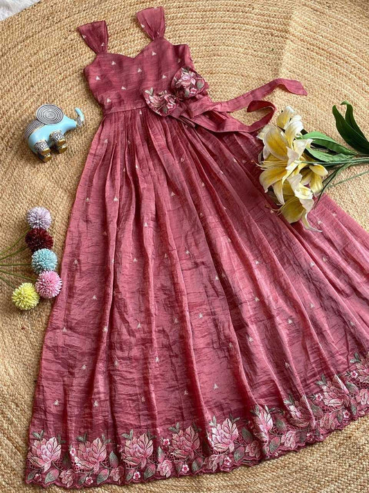 Soft Gold Crush Kids Gown