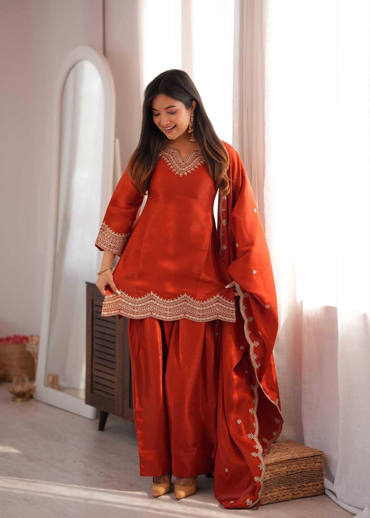 Heavy Roman Silk Embroidery Suit