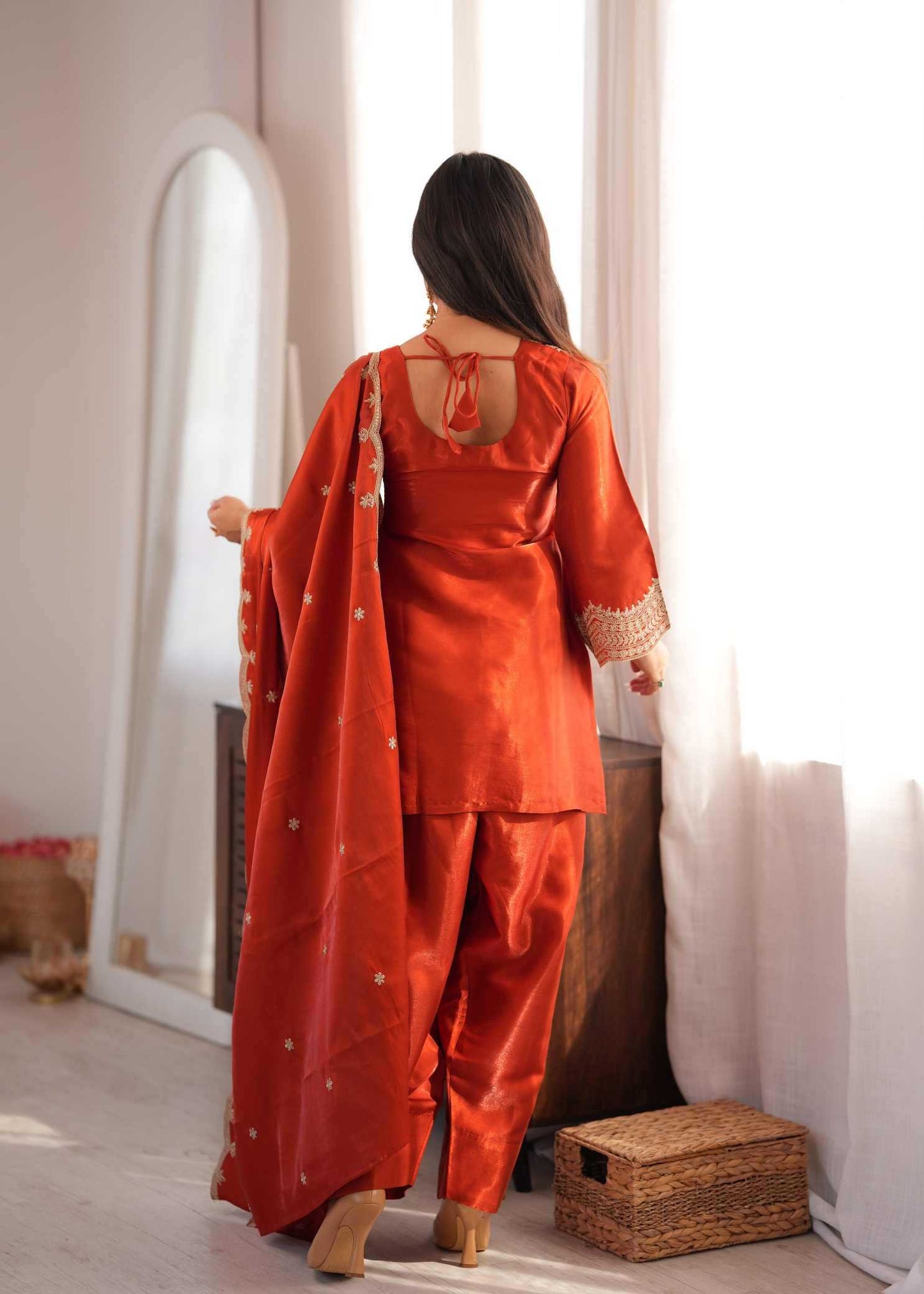 Heavy Roman Silk Embroidery Suit