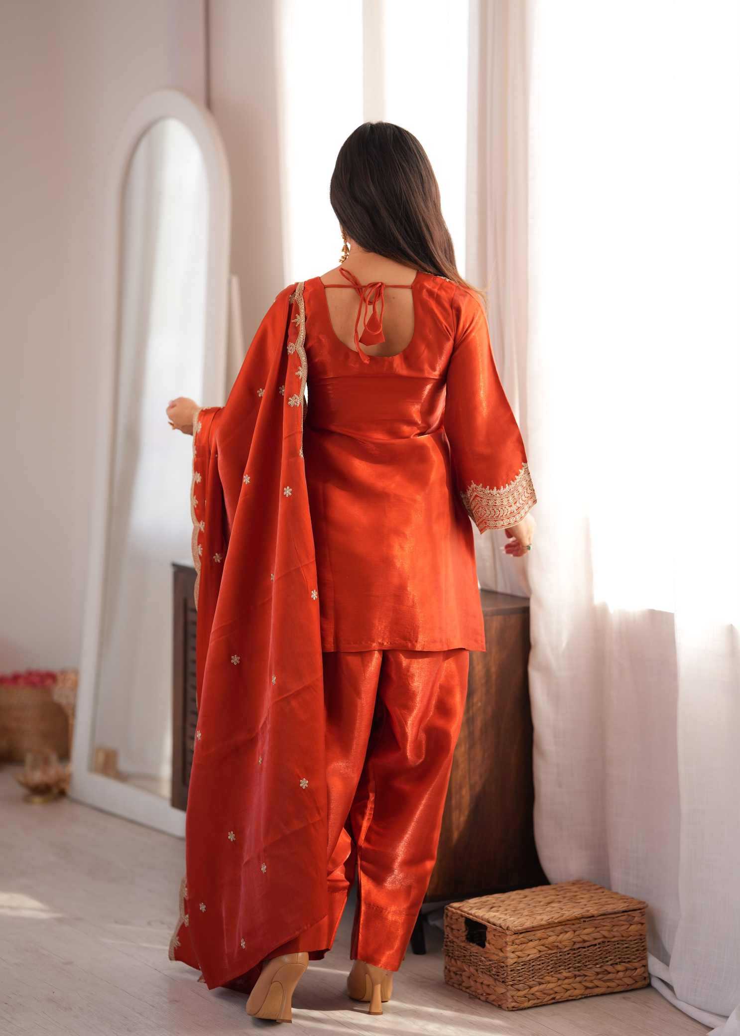 Heavy Roman Silk Embroidery Suit