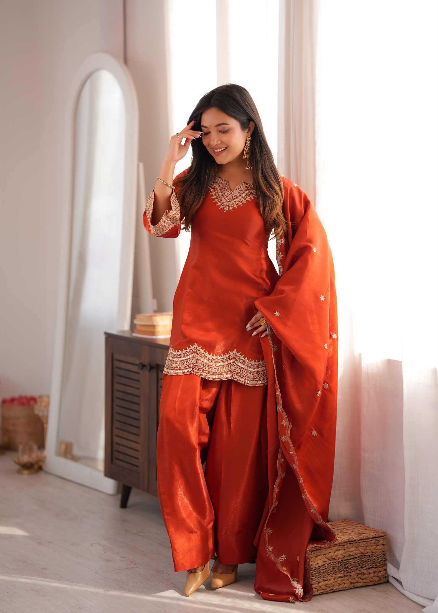 Heavy Roman Silk Embroidery Suit