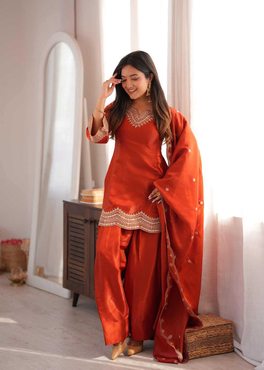 Heavy Roman Silk Embroidery Suit