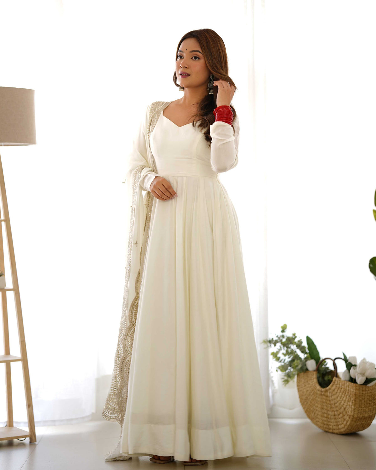 Heavy Roman Silk Anarkali Gown in Maroon
