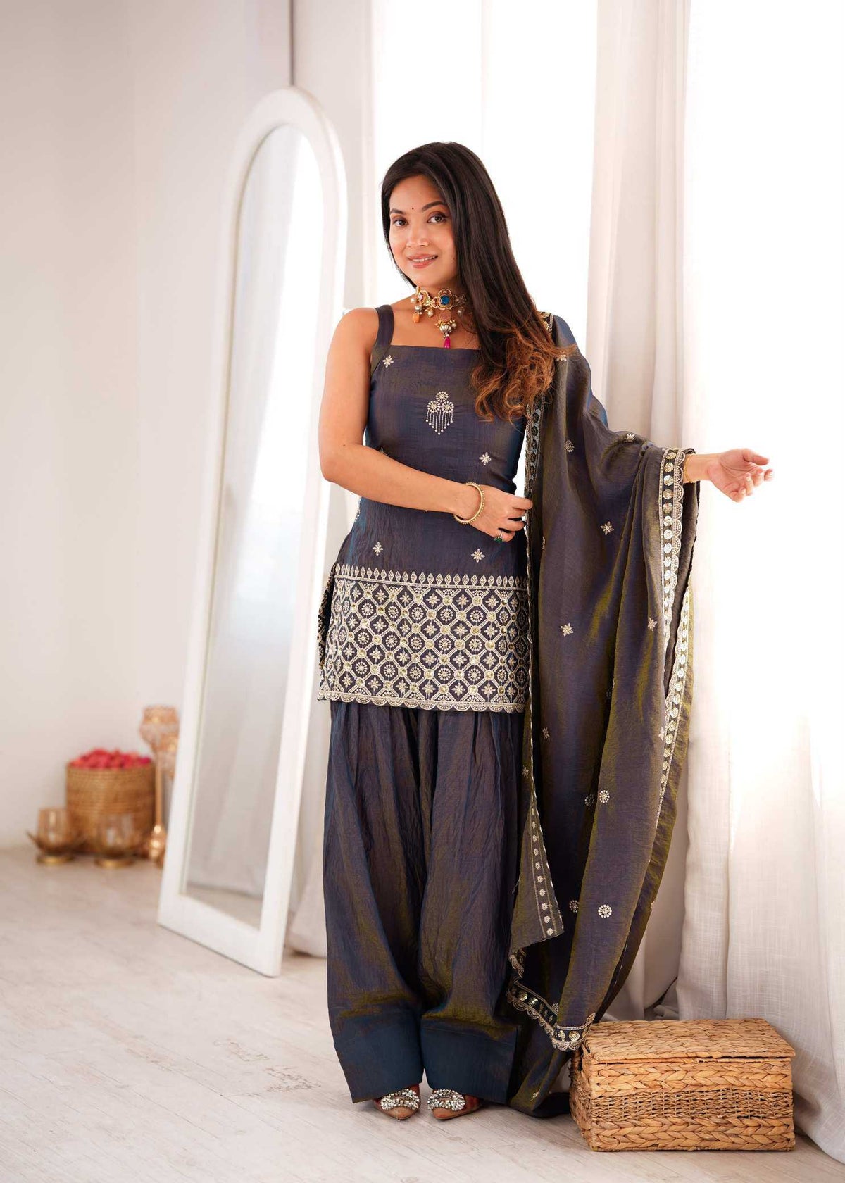 Vichitra Silk Designer Kurti