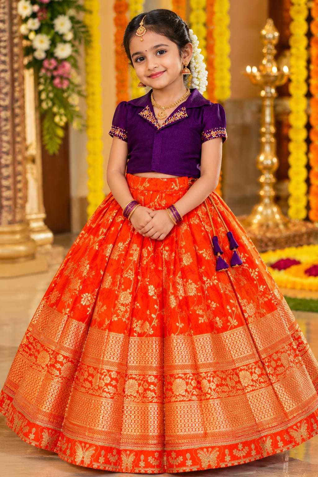 Aanya Dola Silk Kids Lehenga