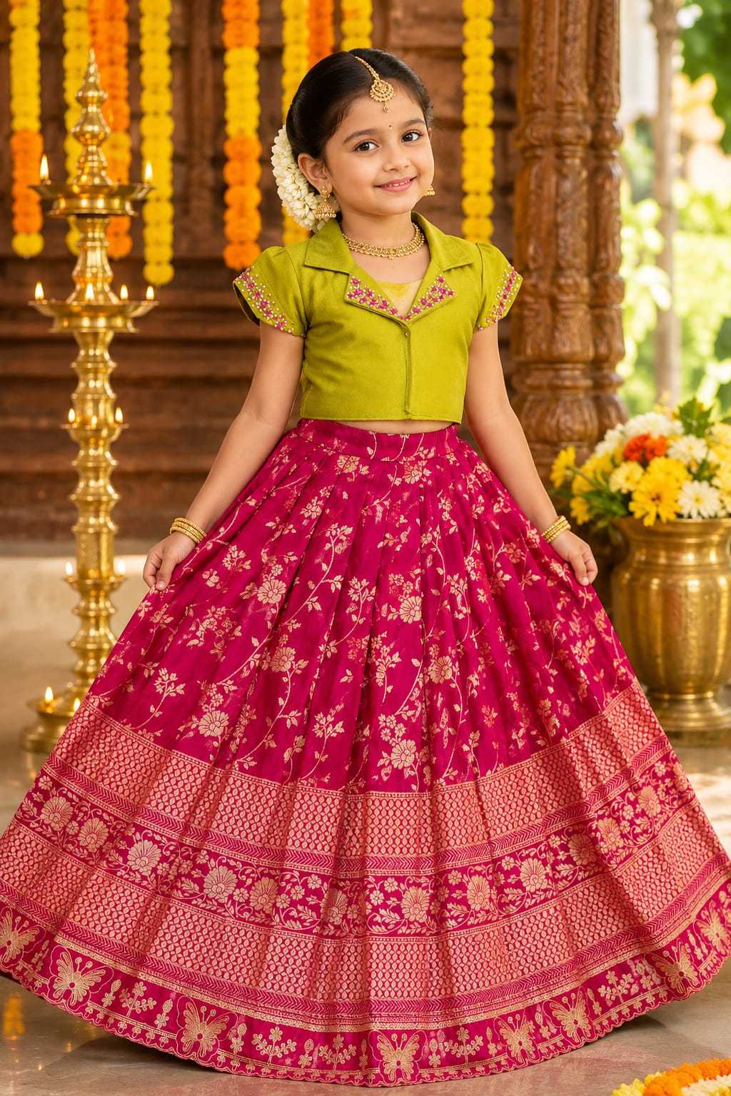 Aanya Dola Silk Kids Lehenga