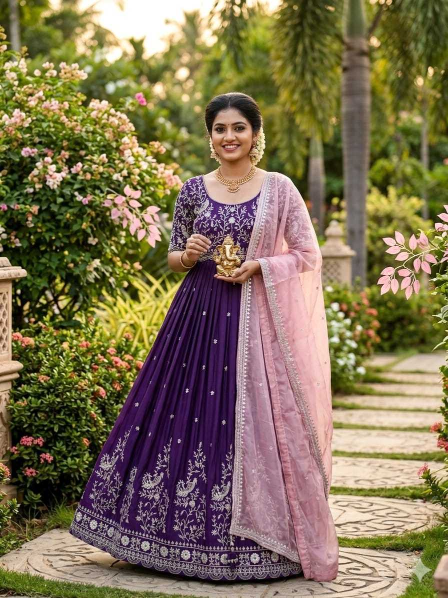 Ahaana Chinon Silk Fancy Gown