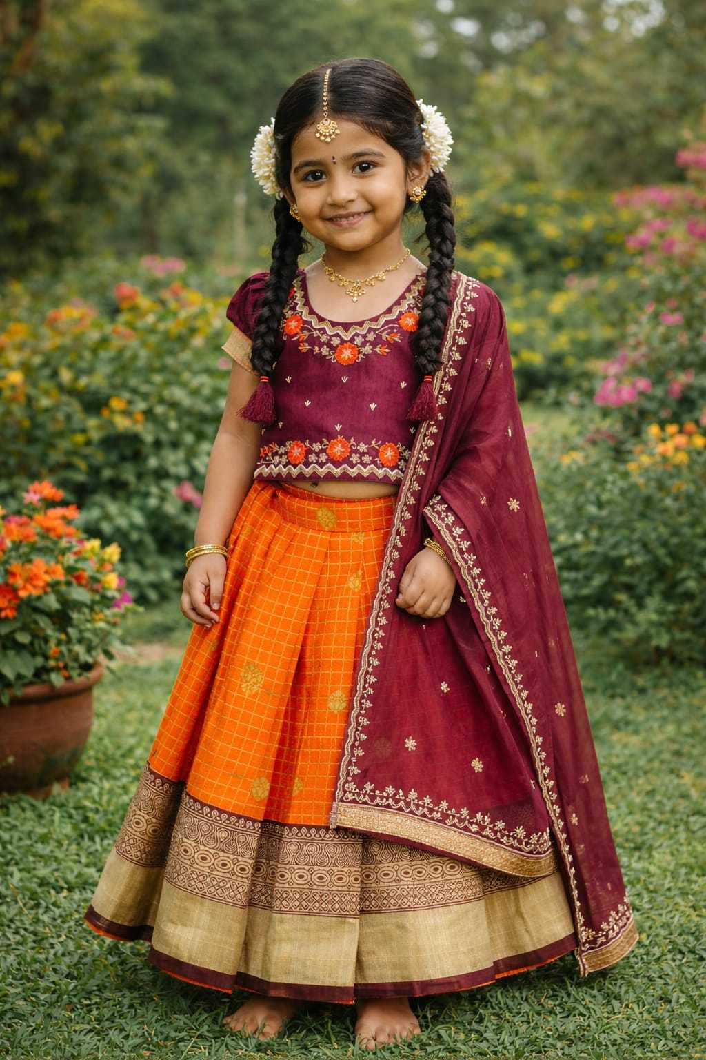Brinda Pure Silk Kids Lehenga