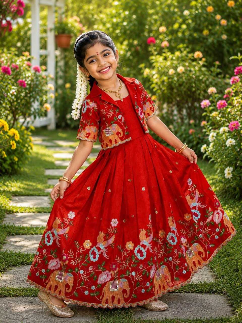Vichitra Silk Kids Frocks