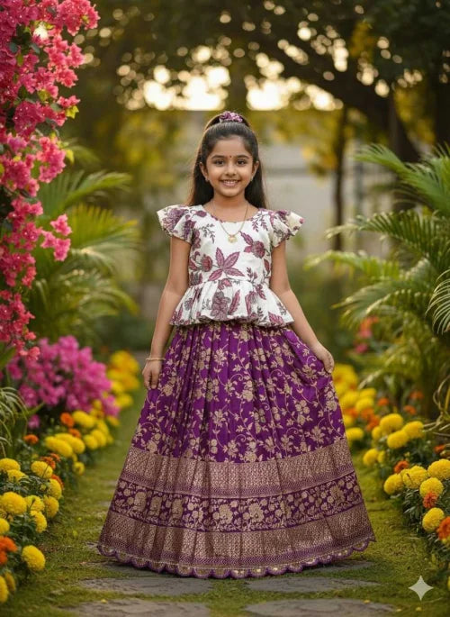Chhavi Crepe Kids Lehenga