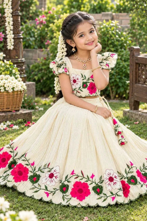 Gauri Russian Silk Kids Lehenga