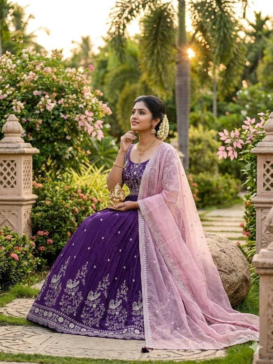Chinon Silk Embroidery Gown
