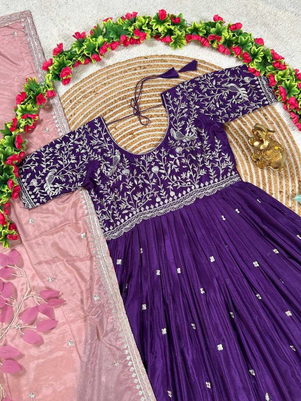 Chinon Silk Embroidery Gown