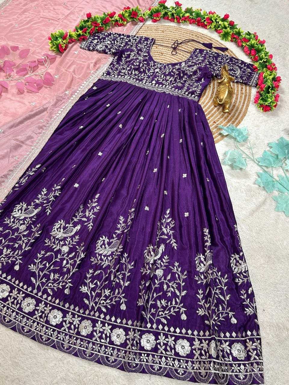 Chinon Silk Embroidery Gown