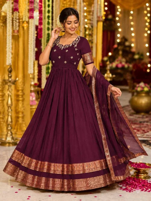 Hiral Premium Silk Embroidered Gown