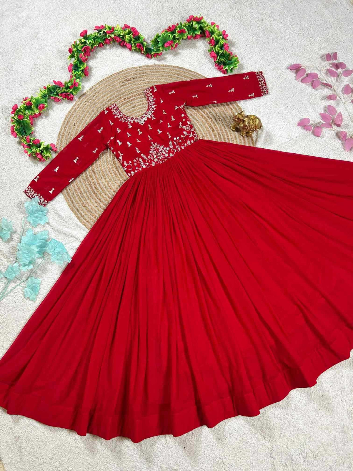 Faux Georgette Embroidery Gown
