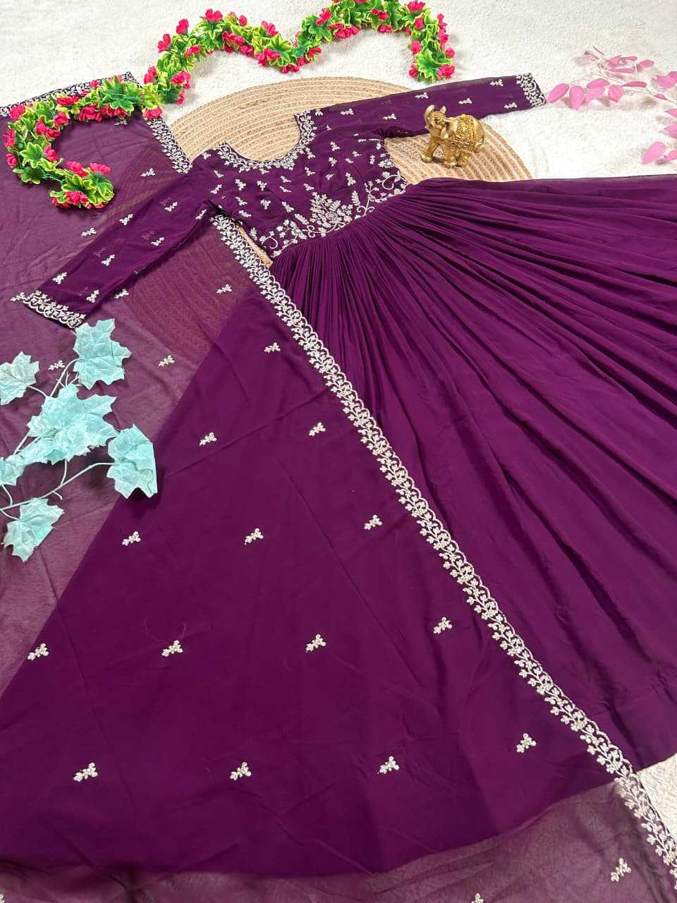 Faux Georgette Embroidery Gown