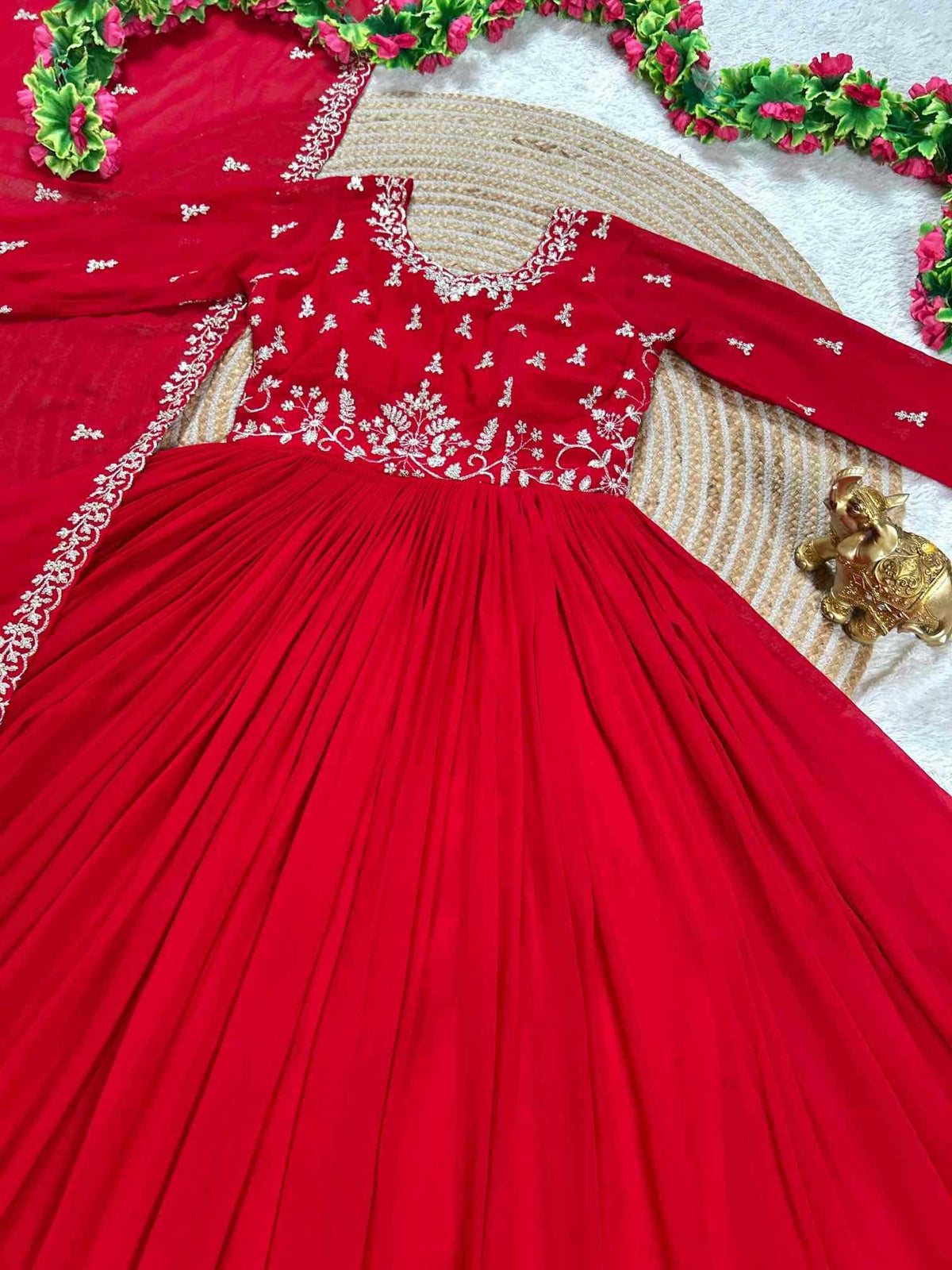 Faux Georgette Embroidery Gown