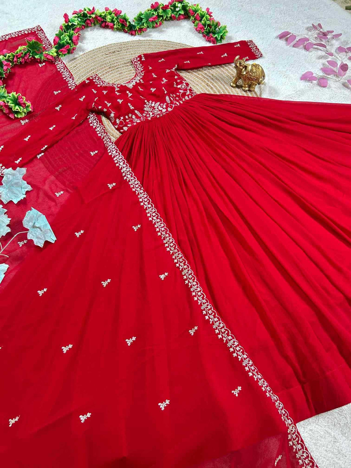Faux Georgette Embroidery Gown