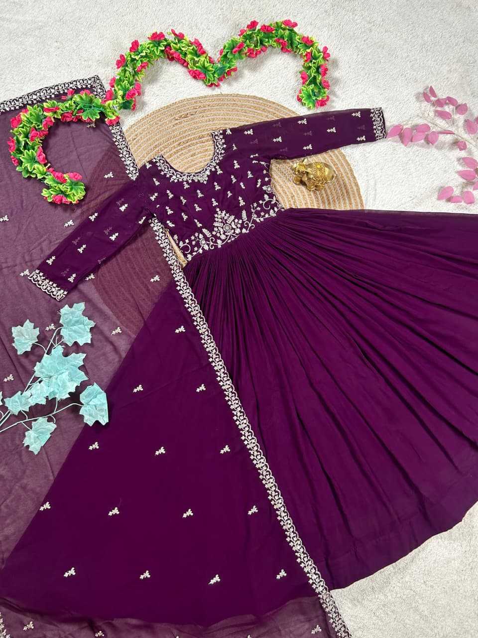 Faux Georgette Embroidery Gown