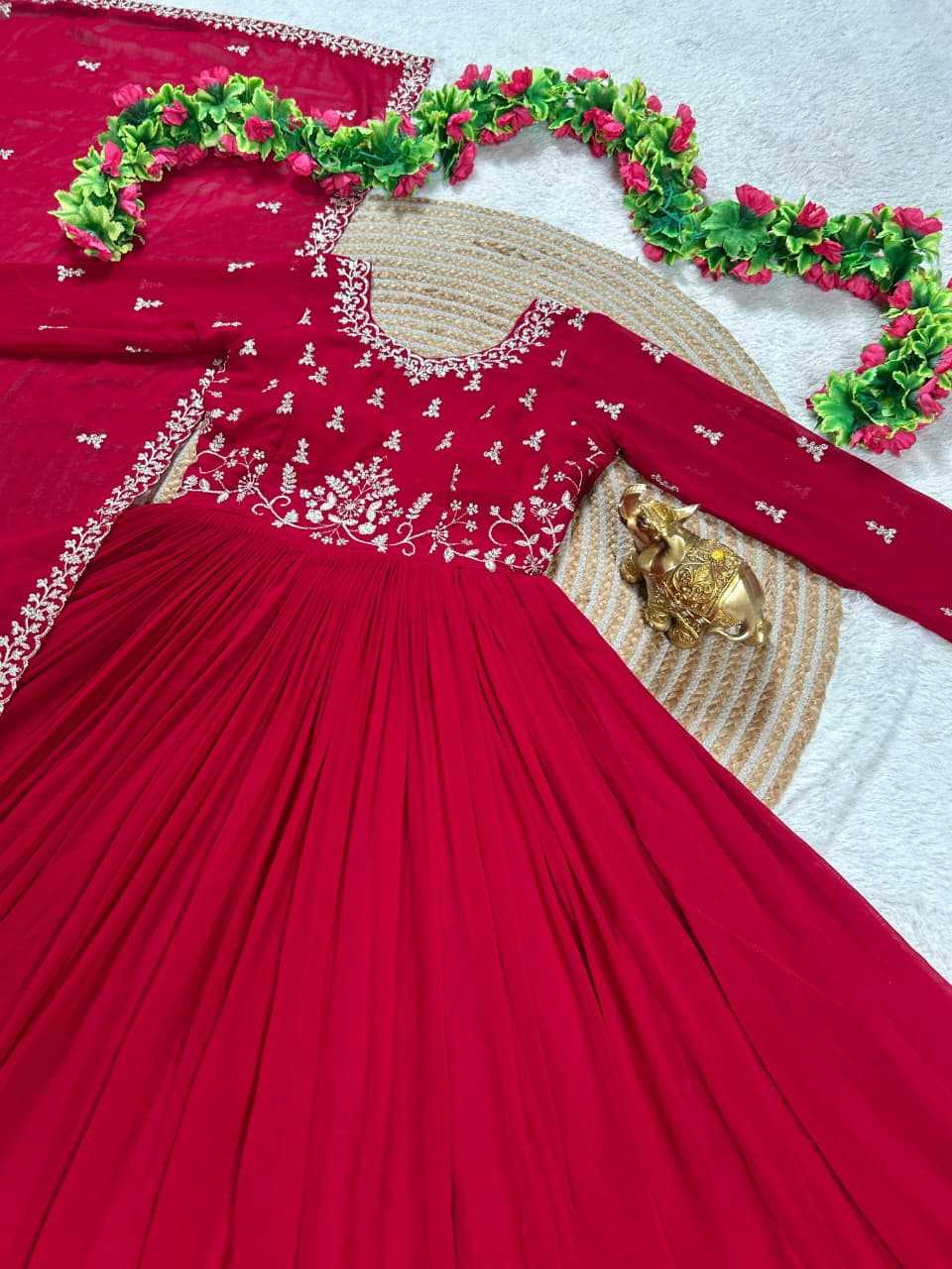Faux Georgette Embroidery Gown