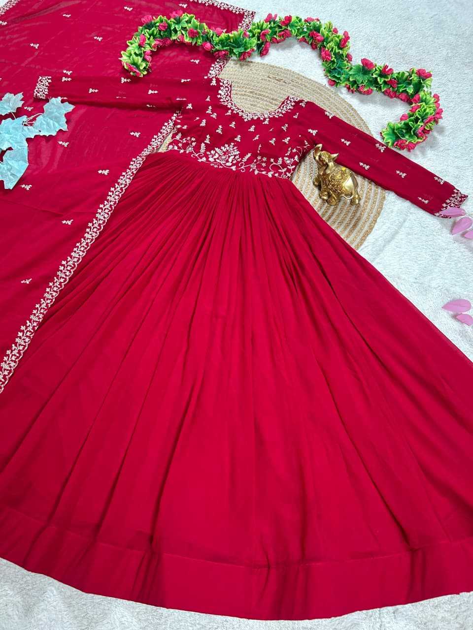 Faux Georgette Embroidery Gown