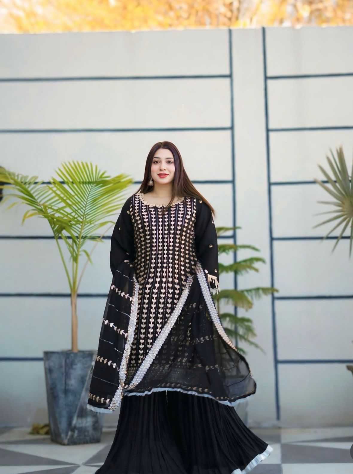 Faux Georgette Sharara Salwar Suit 1185