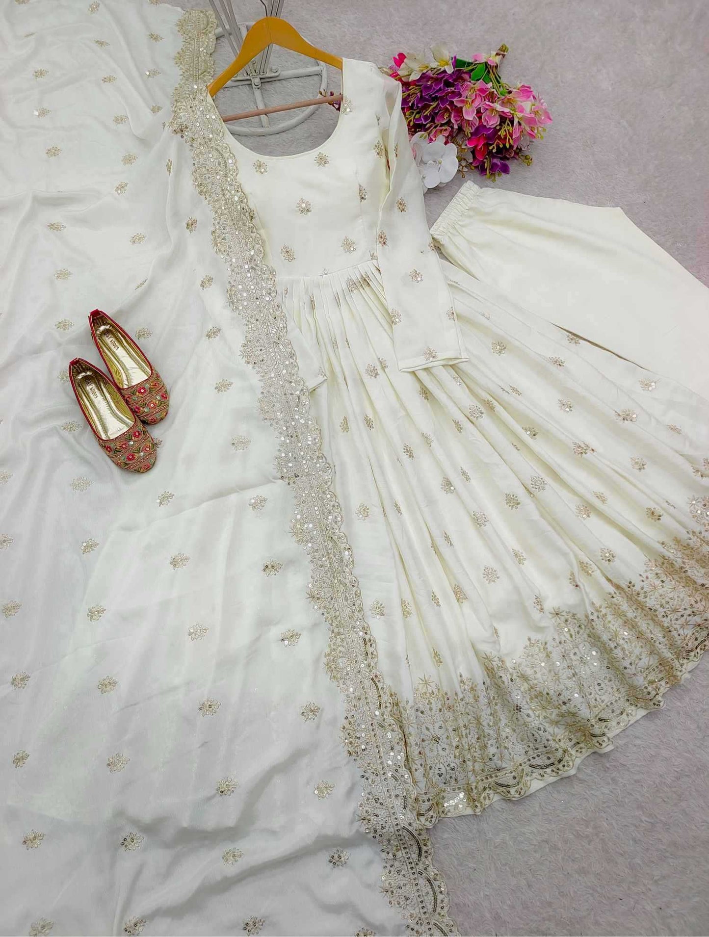 Chinon Silk Embroidery Gown