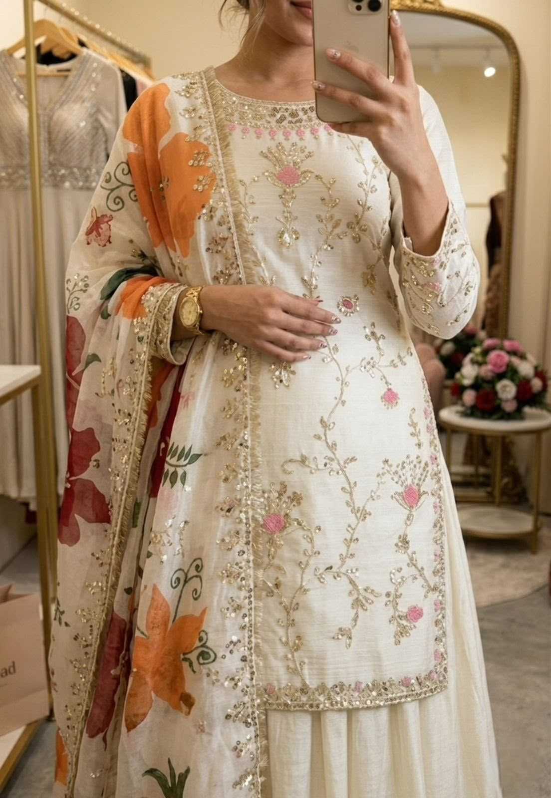 Chinon Silk Sharara Salwar Suit
